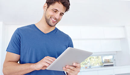 picture of a man and a tablet