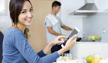 picture of a woman and a tablet