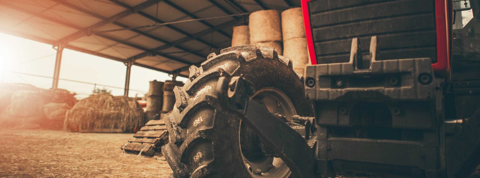 farm tractor in a barn