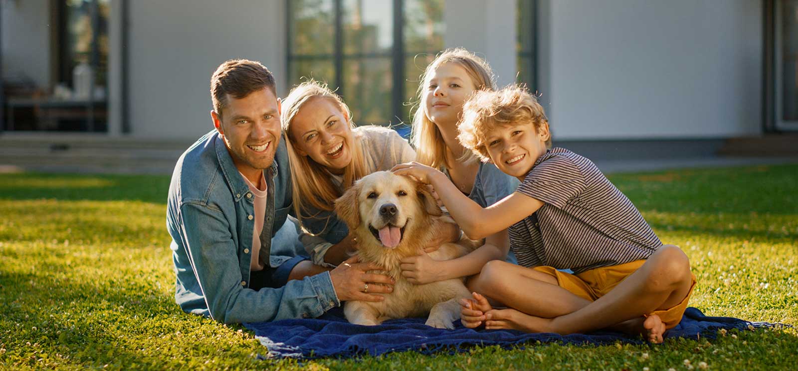 A young family in their yard
