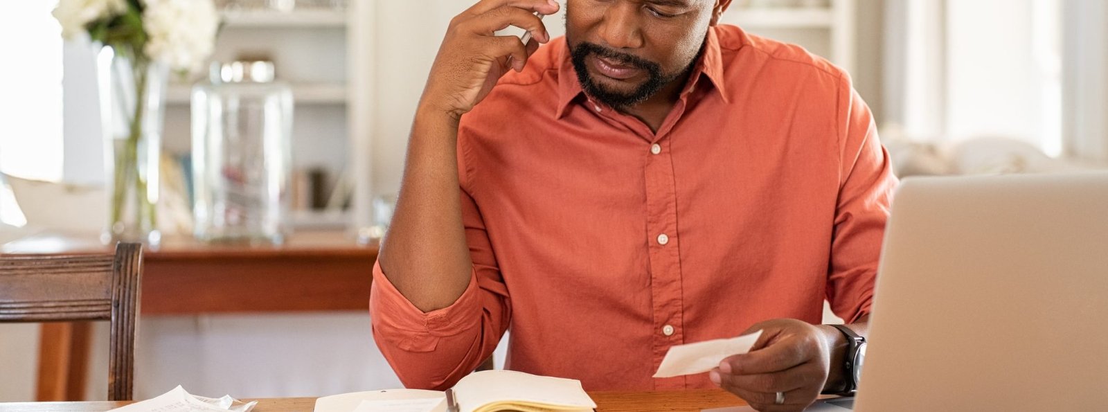 a man working on his finances