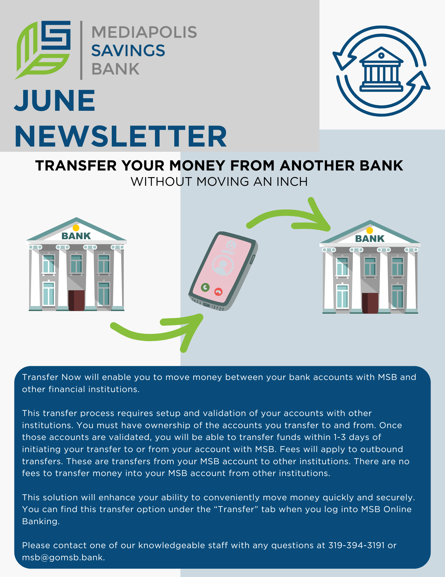 june 2026 news letter. transfer your money from another bank without moving in inch.
